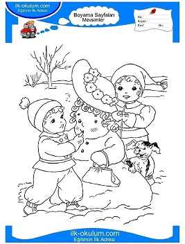 Çocuklar İçin Kış Boyama Sayfaları 